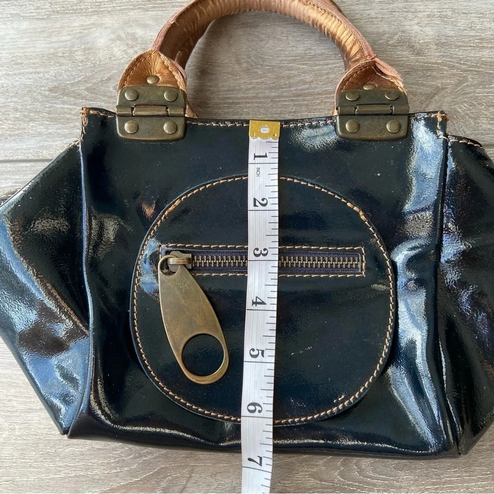 Regina Black Patent Leather Handbag Made in Italy - Picture 14 of 15